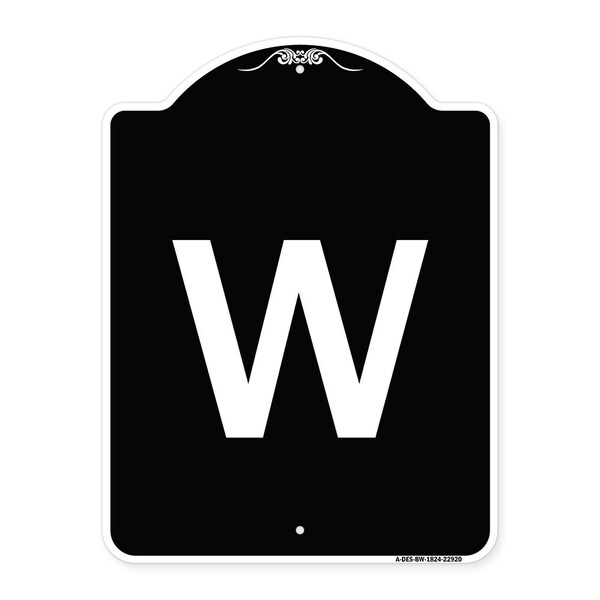 Signmission Sign with Letter W Heavy-Gauge Aluminum Architectural Sign, 24" x 18", BW-1824-22920 A-DES-BW-1824-22920 - main